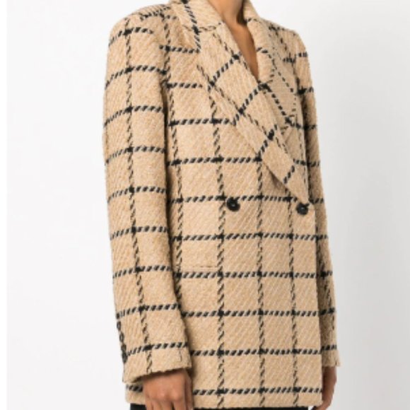 ANINE BING Kaia double-breasted checked tweed blazer - Picture 2 of 6